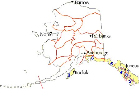 Map of Alaska showing GMUs with Deer.