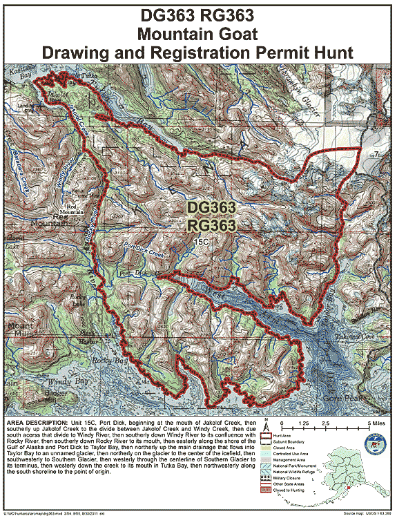 Map of  hunt number dg363