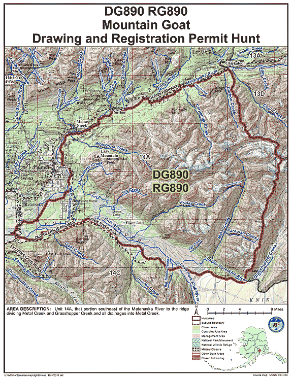 Map of  hunt number dg890