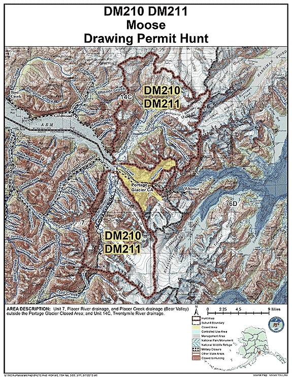 Map of  hunt number dm210