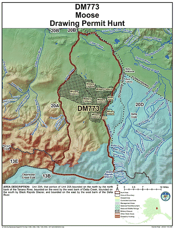 Map of moose hunt number dm773