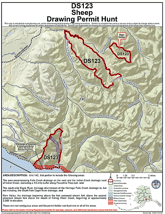 Map of sheep hunt number ds123