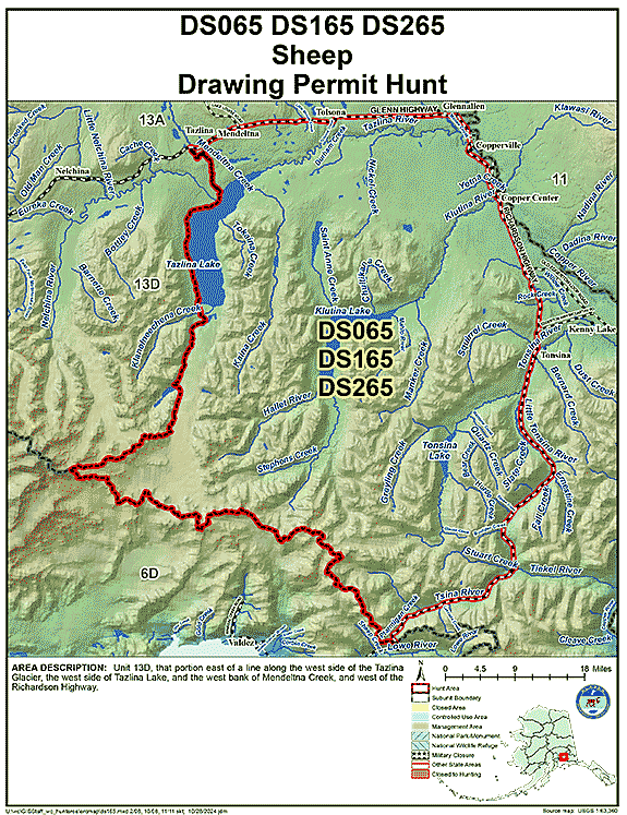 Map of sheep hunt number ds165