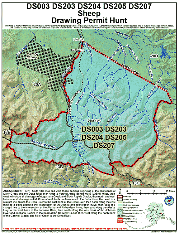 Map of sheep hunt number ds203