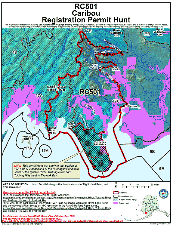 Map of caribou hunt number rc501