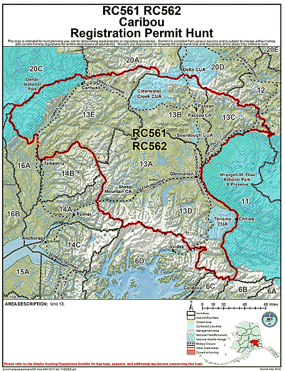 Map of caribou hunt number rc561