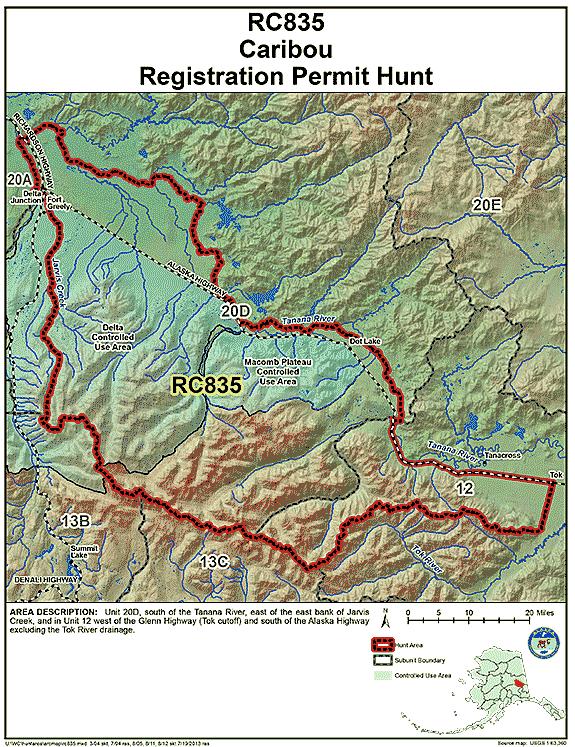 Map of caribou hunt number rc835
