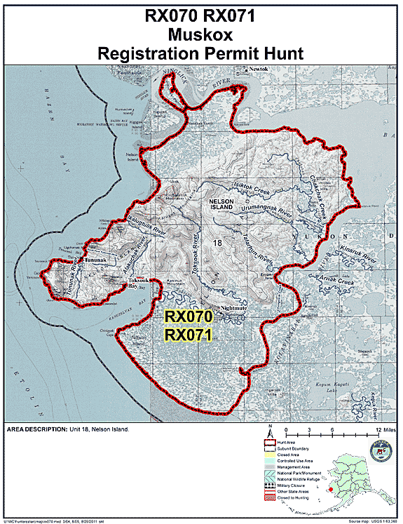 Map of  hunt number rx070