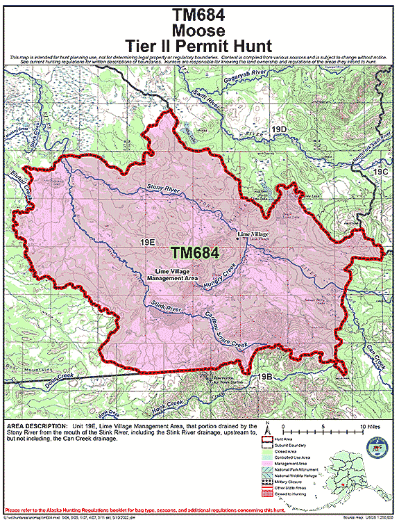 Map of moose hunt number tm684