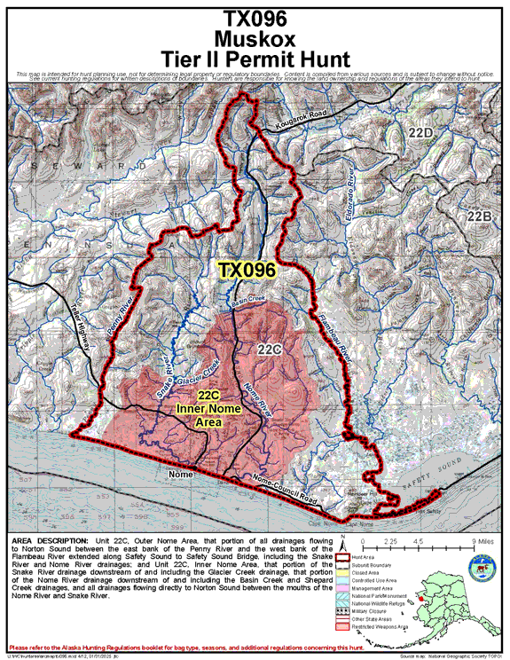 Map of muskox hunt number tx096