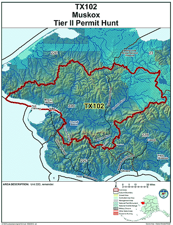 Map of muskox hunt number tx102