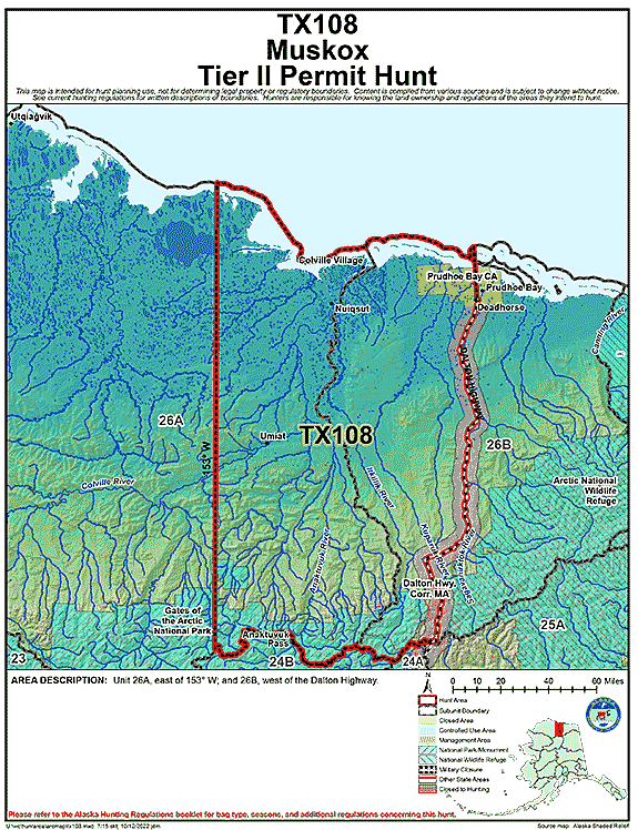 Map of muskox hunt number tx108
