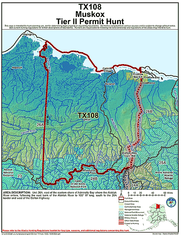 Map of muskox hunt number tx108