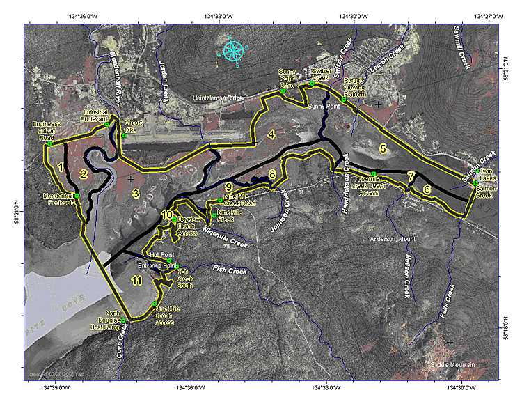 Mendenhall Wetlands State Game Refuge zone map.