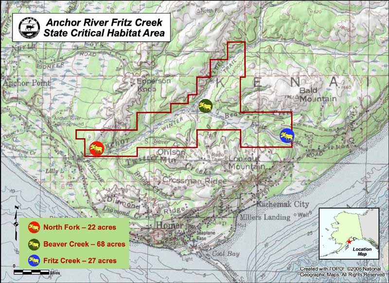 Anchor River Fritz Creek Critical Habitat Area with habitat enhancement treatment sites - Alaska Department of Fish and Game (ADFG)