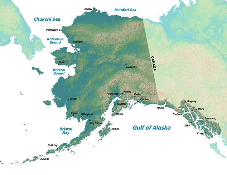 Map of Alaska showing special areas