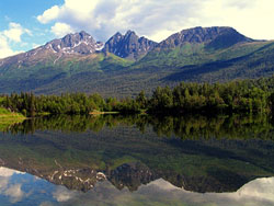 mountain reflected in lake