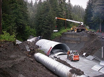 new culvert installation at Eccles Creek near Cordova, Alaska