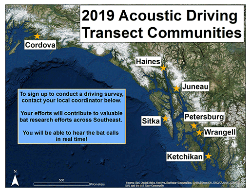 Southeast Alaska 2018 Acoustic Driving Transect Communities - To sign up, contact your local coordinator below.