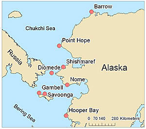 Map of seal sampling locations in Alaska