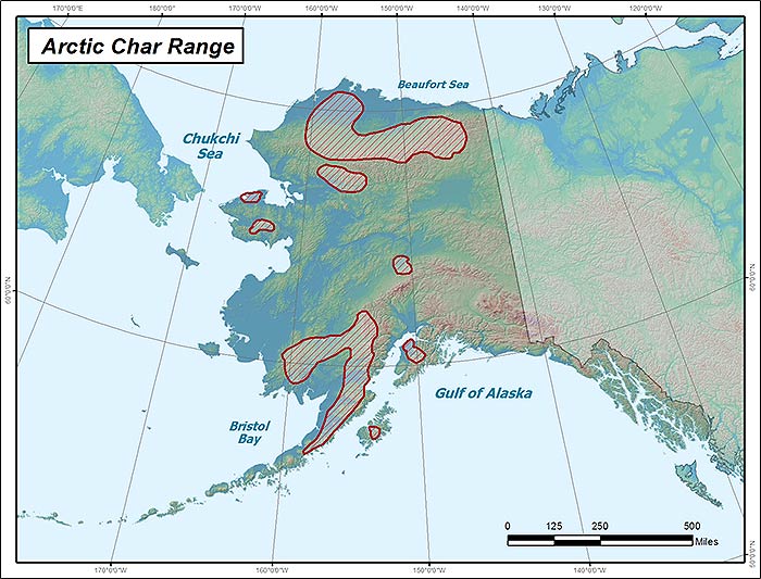 Range map of Arctic Char in Alaska