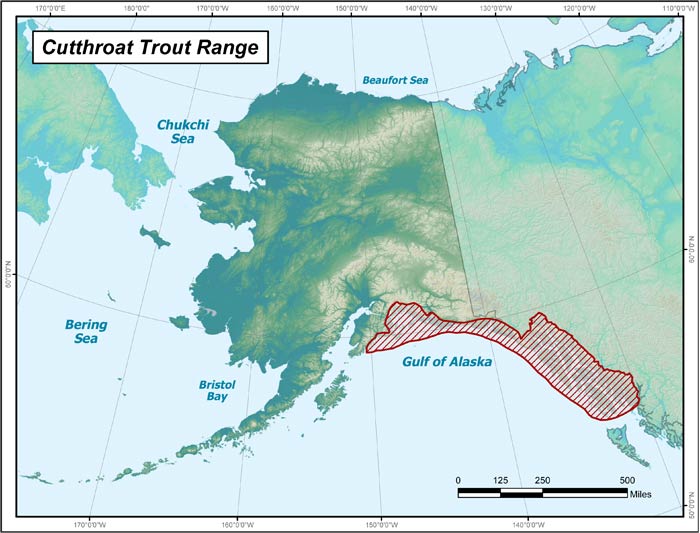 Range map of Cutthroat Trout in Alaska