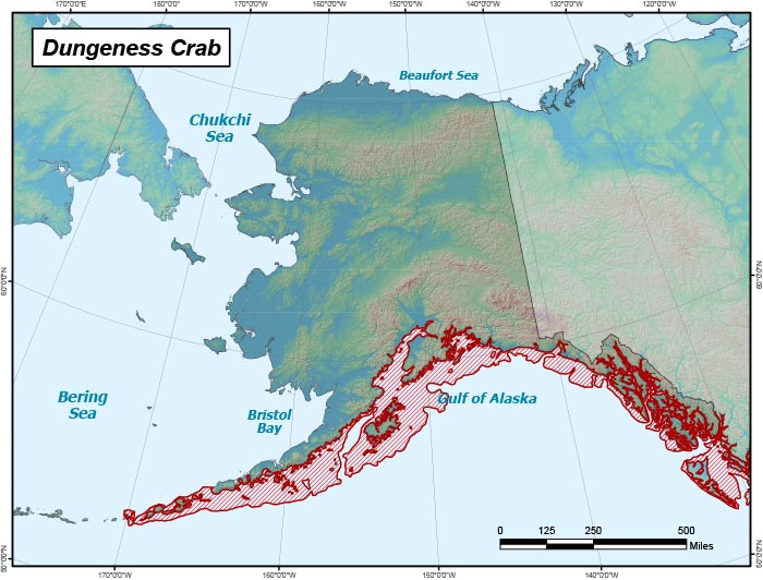 Range map of Dungeness Crab in Alaska