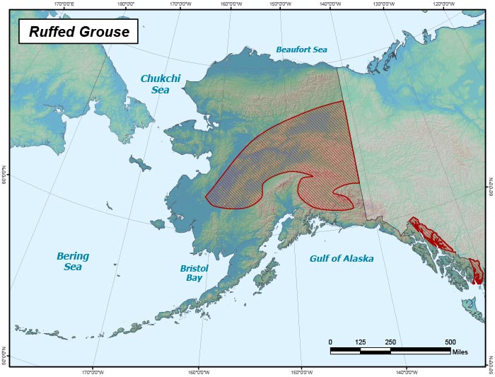 Range map of Ruffed Grouse in Alaska