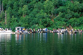 Many boats on water